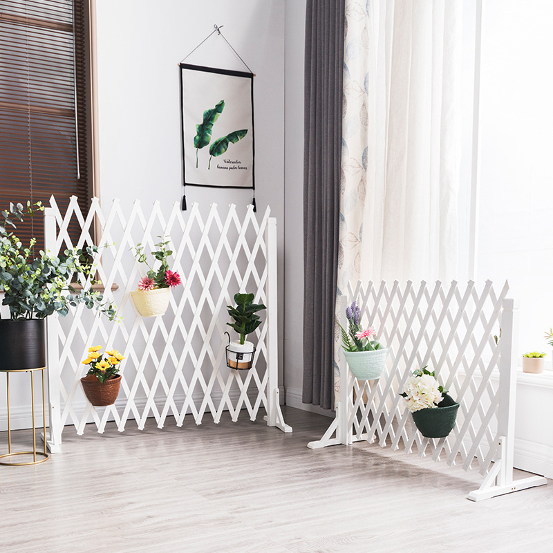 Anticorrosive Wooden Fence Outdoor Garden Fence Telescopic Pull Net Courtyard Grid Wooden Fence Indoor Balcony Pet Partition