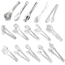 不锈钢食品夹防烫夹轻奢食物夹餐厅牛排夹分餐夹三线夹浮雕面包夹