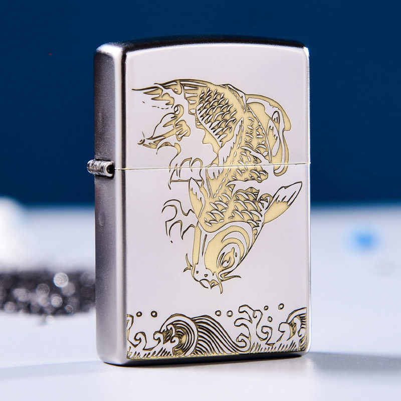 官方之宝正版Zippo煤油防风打火机鲤鱼跃龙门zip年年有余礼物zppo