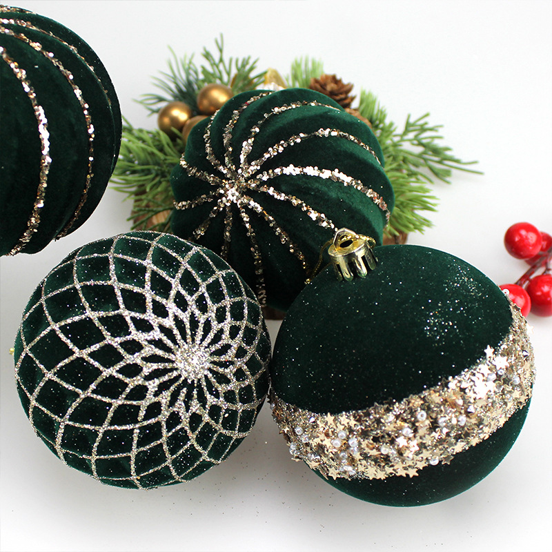 Flocked Navidad Bolas de Navidad Bolas de Navidad Colgante de árbol de Navidad Accesorios de Navidad Colgante de decoración de Navidad