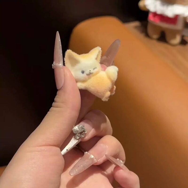 调皮的狐狸发夹植绒可爱少女心侧边刘海夹鸭嘴夹卡通发饰女|undefined