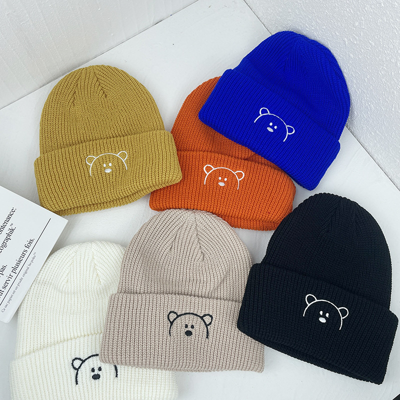 Children Unisex Cute Bear Embroidery Wool Cap display picture 3