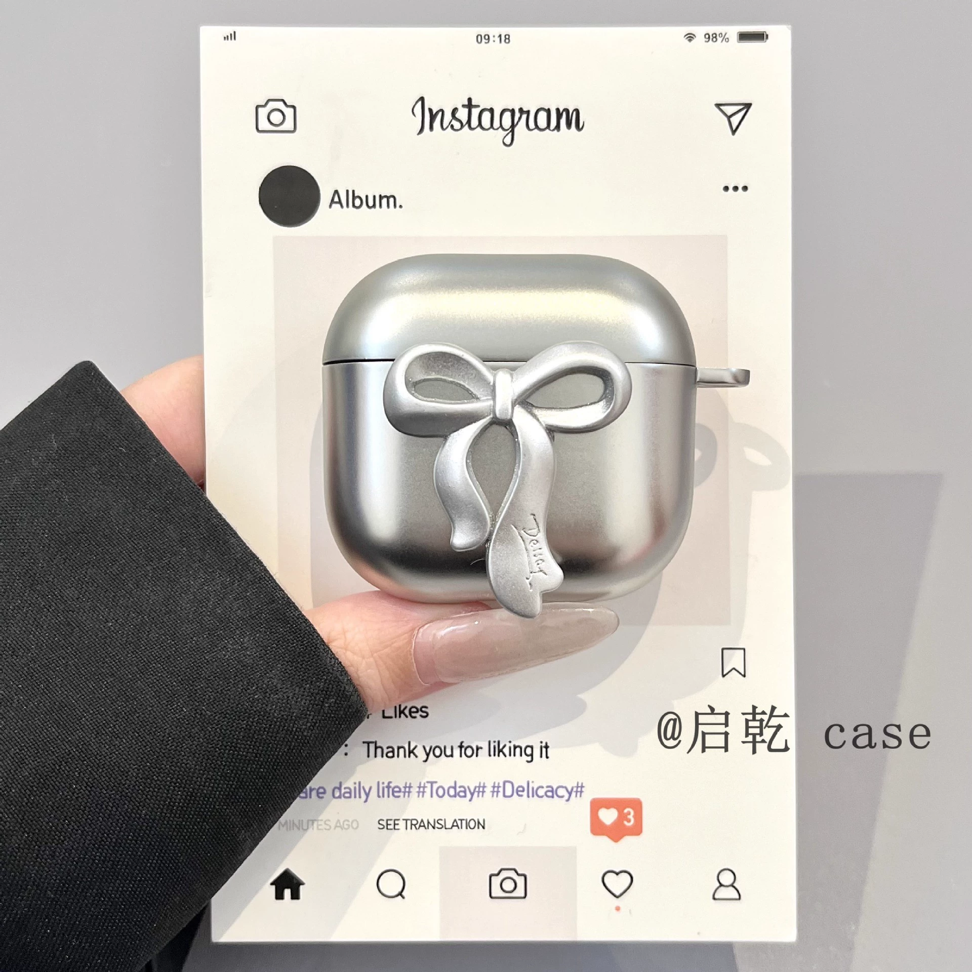 Apple, брендовые серебристые совместимые беспроводные наушники с бантом, защитный чехол, простой и элегантный дизайн, bluetooth