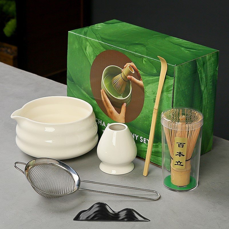 国境を越えた抹茶ツールセット 竹茶筅 ティートレイ ティースプーン ティーピック 百本立 陶器抹茶ボウル 和風|undefined