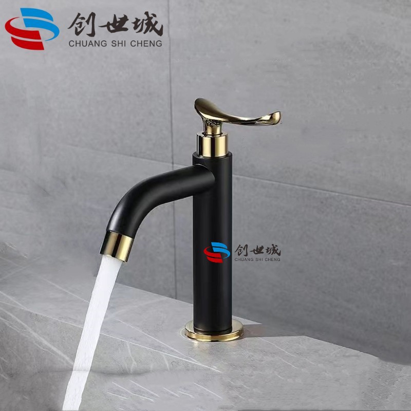 Nordic 304 Stainless Steel Single Cooling Basin Faucet Toilet Bathroom Cabinet Black Gold Single Cooling Basin Faucet