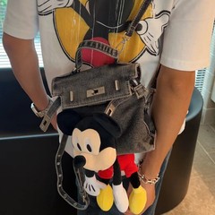 ミッキーのネズミをいたずらにして、古い丹寧カウボーイのリュックサックの小さいサイズのケリーのリュックサックの小さいかばんのアメリカのリュックサックの女性をします。