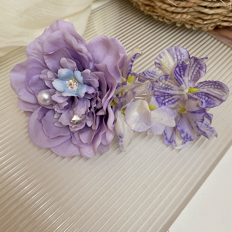 Super hada con incrustaciones de diamantes, flor perla, clip de boca de pato, ambiente fotográfico, horquilla, moda, todo fósforo, accesorios para el cabello, sentido de alta gama