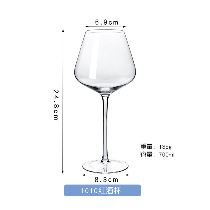 Vidrio de cristal de lujo de alto pie de gran capacidad de vidrio transparente de vino tinto ins copa de vino blanco copa de borgoña hecha a mano