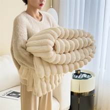 纯色加厚兔毛绒毛毯高克重法兰绒毯子牛奶绒盖毯午睡毯沙发毯批发