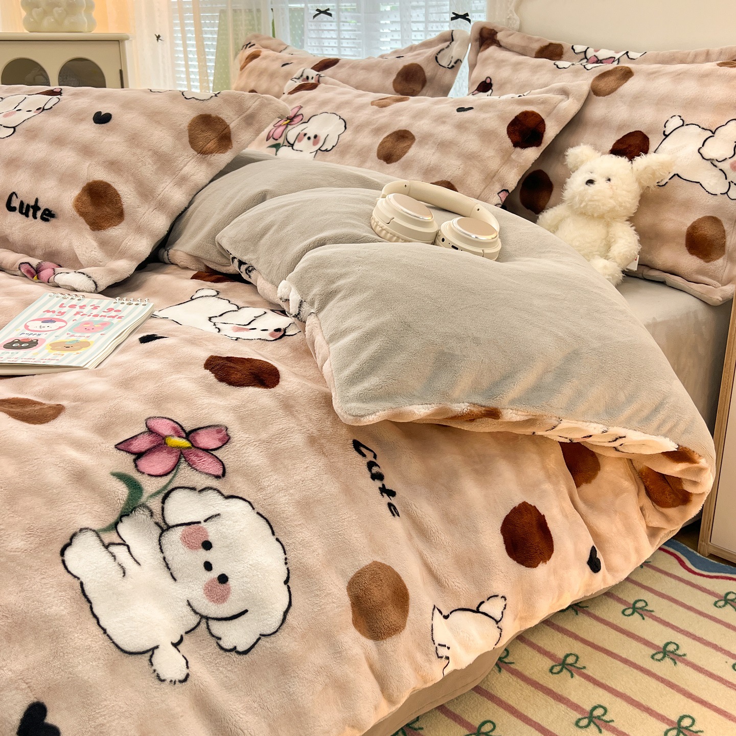 Milk Velvet Quilt Cover Single Piece Winter Fleece-Lined 150X200X230 Quilt Cover Thickeneded Coral Flannel Single Quilt