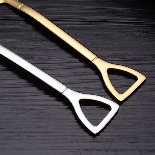 Stainless steel thickened shovel spoon Internet celebrity shovel spoon watermelon spoon ice cream spoon eating small shovel golden round spoon