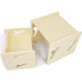 跨境儿童可调高度台阶桌凳儿童桌椅木制蒙特梭利断奶桌和椅子套装