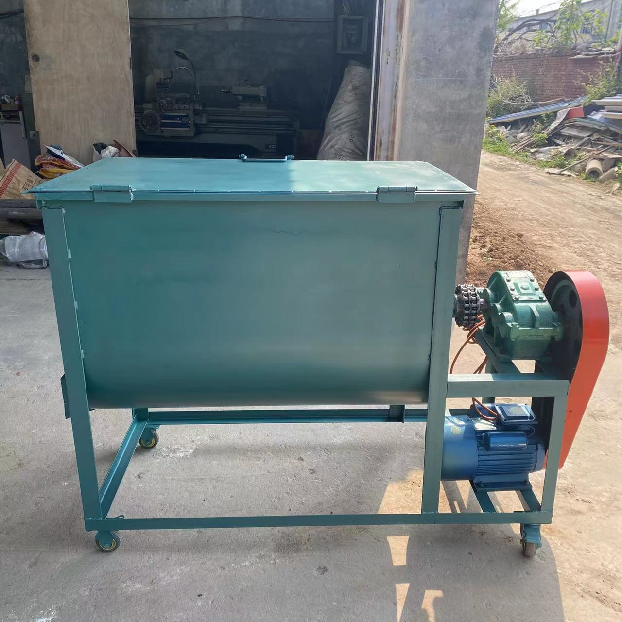 卧式发酵饲料酒槽搅拌机 碳钢螺带混合机 浓缩料混料机