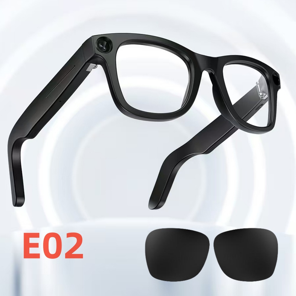 E03 gafas inteligentes 800W píxeles AI cámara de toma de fotos HD video llamada de voz traductor gafas