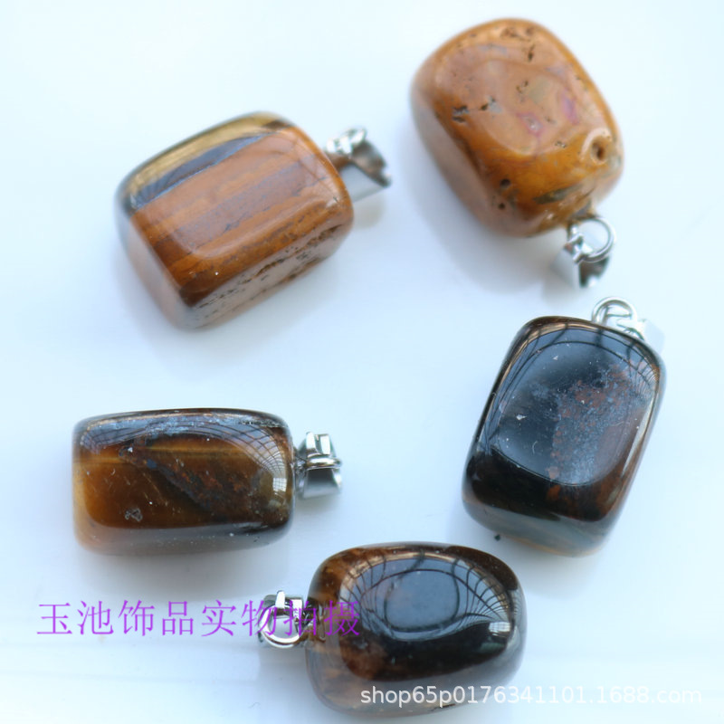 Colgante de cristal natural pequeño cuadrado rosa verde dongling ágata rojo colgante irregular pendientes collar accesorios diy