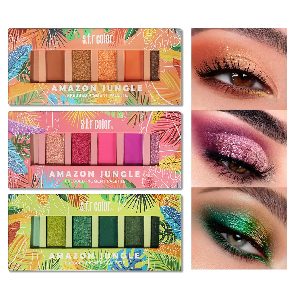 s.f.r color立体彩妆六色纸本眼影3组色持久妆容均匀色调彩色眼影
