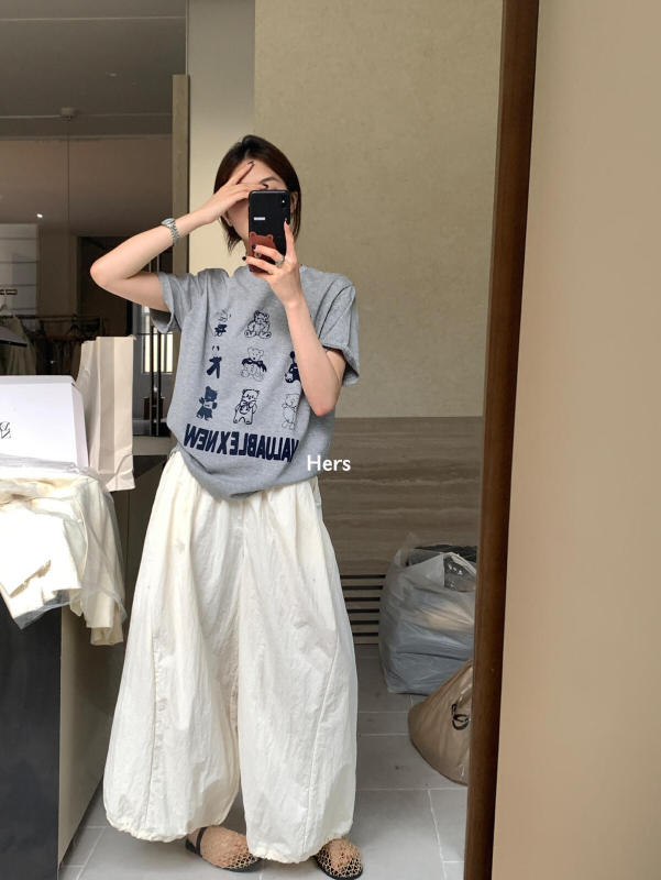 hers一勺甜女装批发秋简约博主日常休闲轻运动感速干气球休闲裤女|undefined