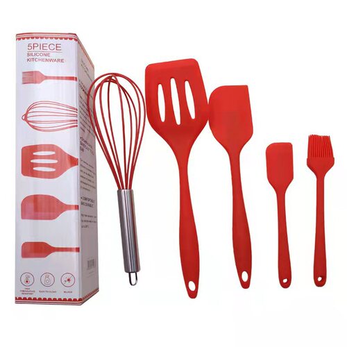 Silicone kitchen utensil set scraper 5-piece baking kitchen utensil complete set shovel silicone spatula oil brush egg beater cooking spoon spatula