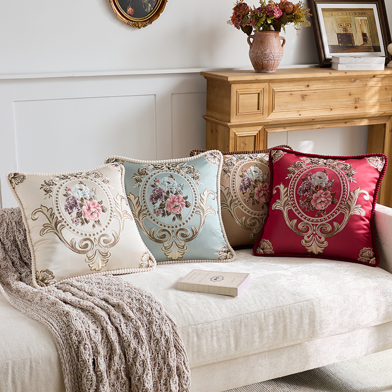 Almohada clásica simple y de alta gama Almohada ligera de lujo Tela antigua Cama Sala de estar Sofá Funda de almohada Cojín con núcleo