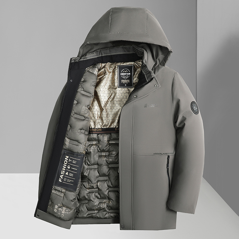 Mittleres bis langes Business-Dad-Outfit für Männer mittleren Alters, neuer Winterstil, abnehmbare Kapuze aus Baumwolle, warm, lässig_voghion.com