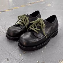 巴黎通勤男米奇大头德比鞋小众厚底增高英伦风胖头皮鞋黑色德训鞋