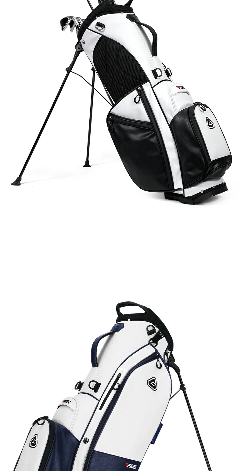 Túi đựng gậy golf PGM chống nước nhẹ có giá đỡ, dạng ba lô đeo vai, cao 130 cm — Túi QB073 màu trắng và xanh lam [không có que], Túi bóng trắng xám QB073 [không cần thanh], Túi bóng trắng đen QB073 [không có gậy] chi tiết 11