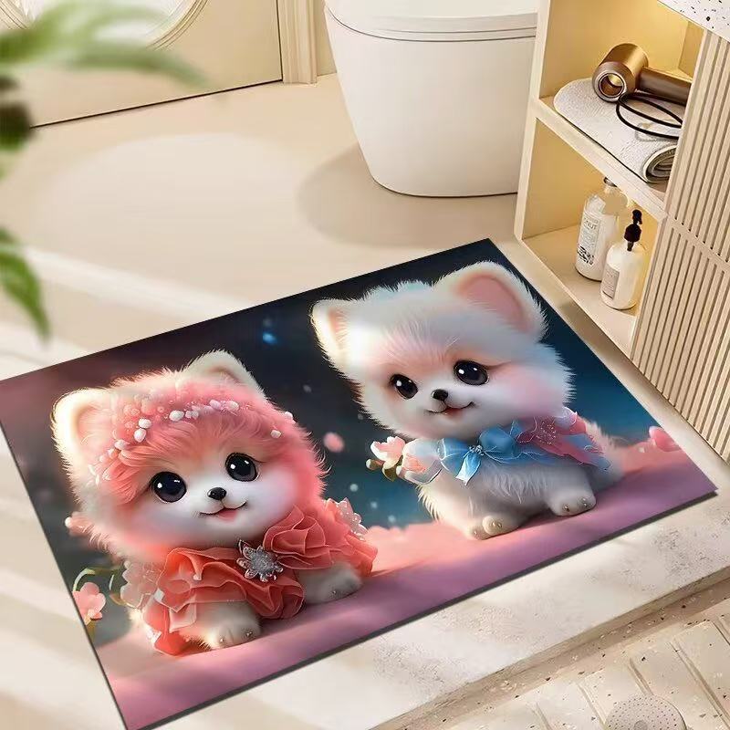 3D estereoscópico alfombra de suelo de baño inodoro puerta de absorción de agua alga de barro esterilla antideslizante inodoro doméstico puerta de entrada esterilla