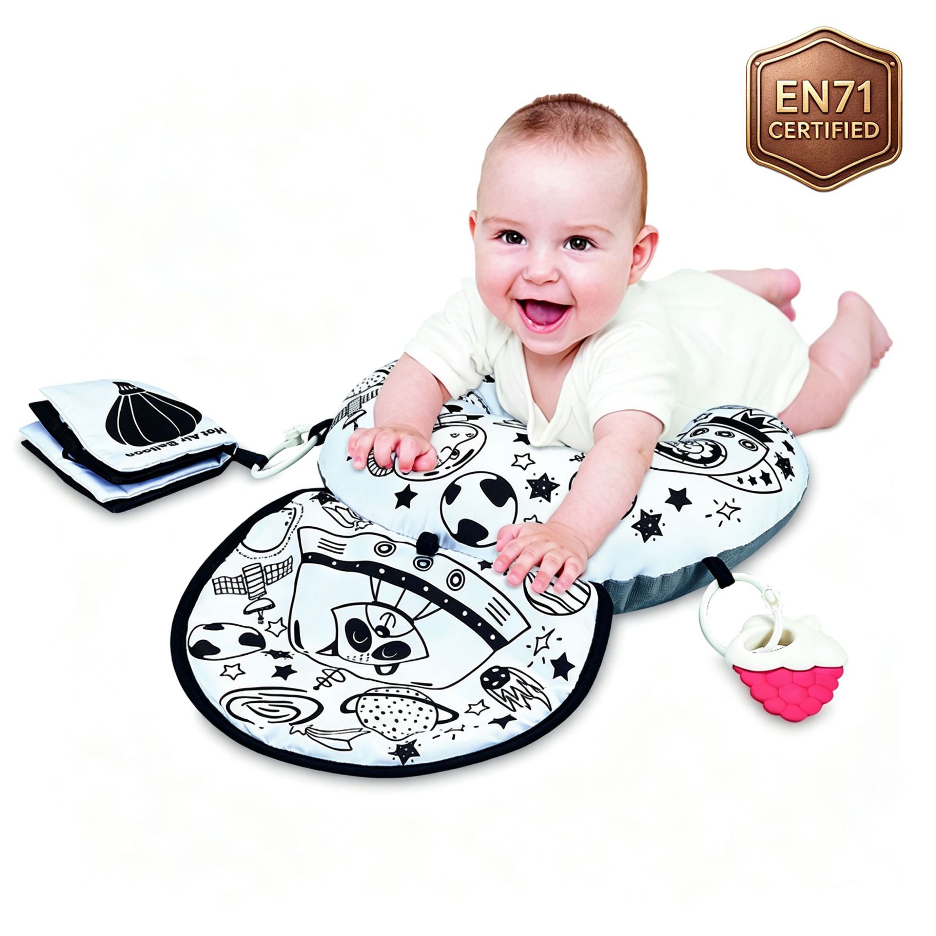 Cross-Border Exclusive Supply of Astm/En71 Certified Baby Tummy Time Mat Fitness Frame, Fba Compatible, Machine Washable, Black and White High Contrast