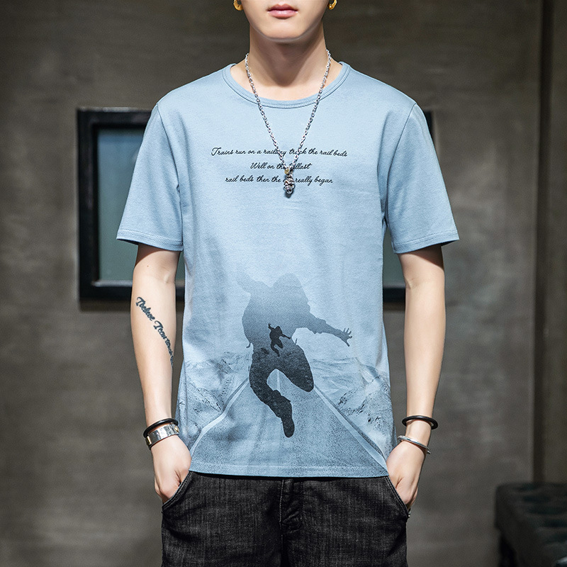 Cotton thin trend breathable short sleeve T-shirt for leisure