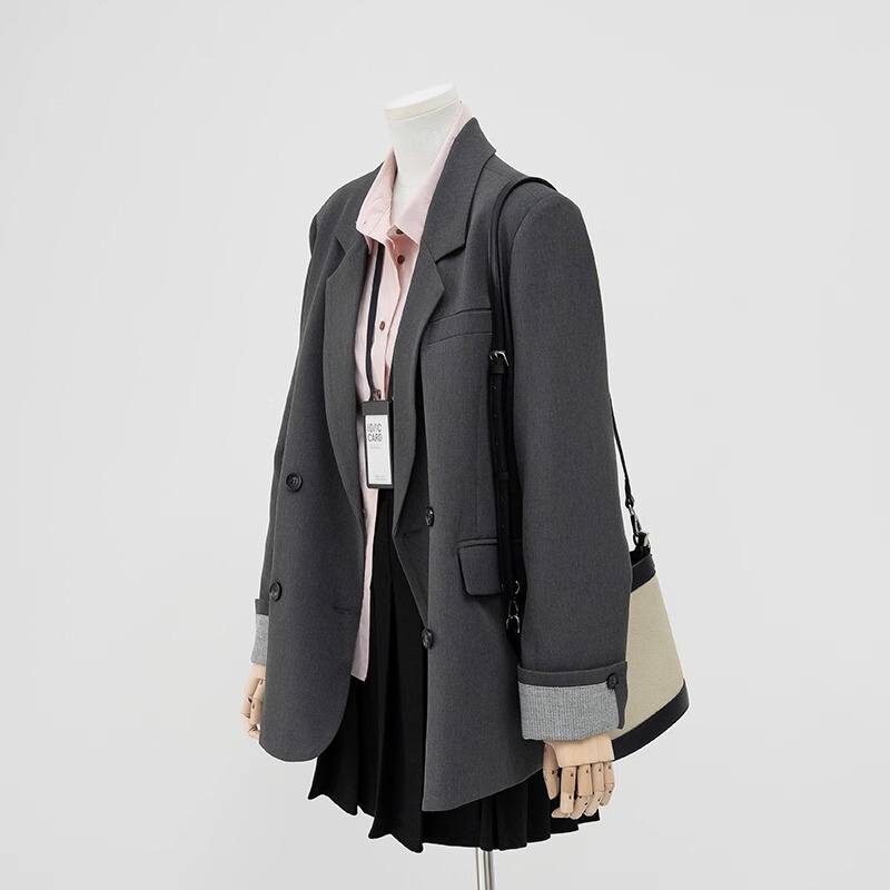 Casual Small Suit Jacket for Women 2025 New Spring Korean Style Elegant High-End Street Super Nice Gray Suit