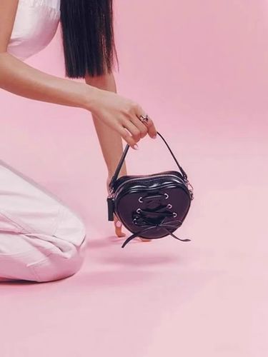 Bago Lady 2025 Ballet Style Mini Heart Handbag with Bow Sweet and Cute Shoulder Bag