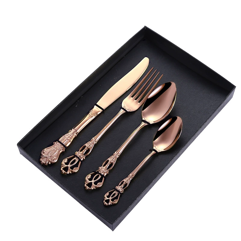 Creative retro tableware stainless steel, set, box, 4 piece set, Birthday gift
