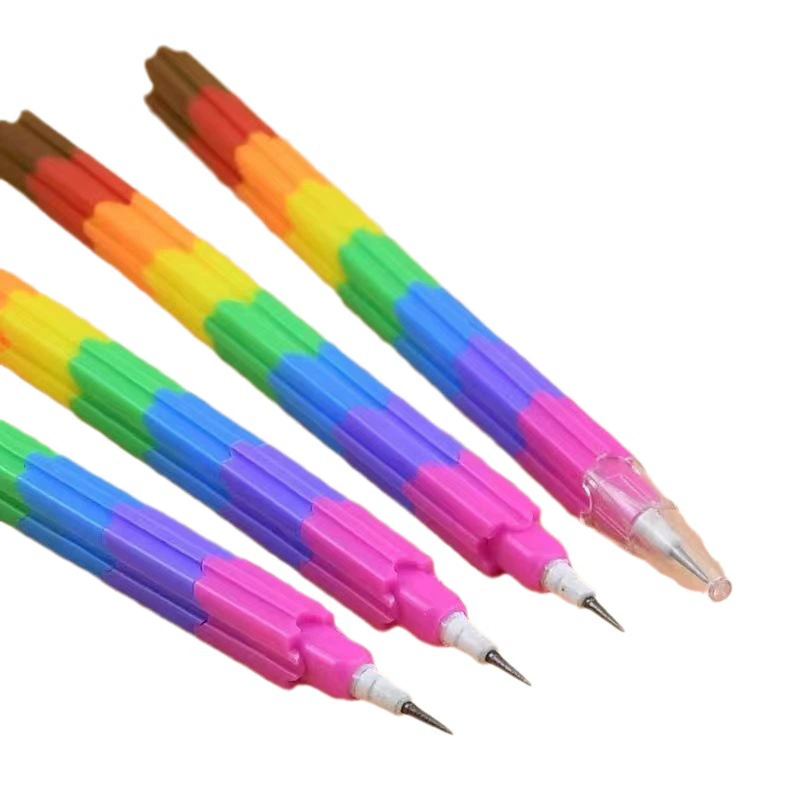 Rainbow constructor for pencils, sharpener, bullet, children's stationery