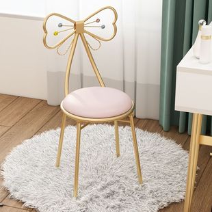 Modern Minimalist Backrest Dressing Stool for Home Bedroom Makeup Chair Ins Light Luxury Manicure Chair Internet Celebrity Backrest Gongtangxin