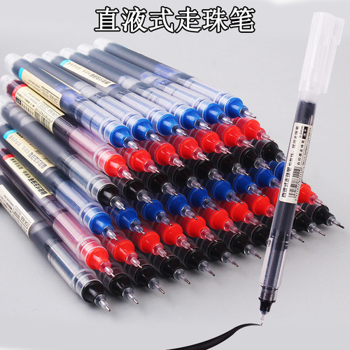 Factory direct supply of straight liquid roller ball pen black water pen office signature pen student exam neutral ink pen wholesale