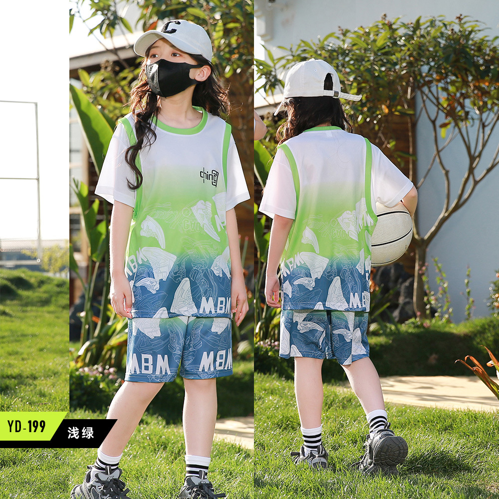 YD199-light green (fake two-piece short-sleeved suit)