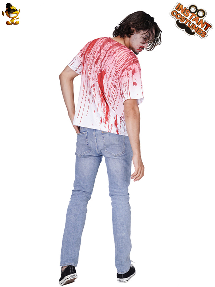 Halloween fantasma Festival de los hombres adultos horror mancha de sangre camiseta Zombie juego de rol etapa fiesta traje COSPLAY image 4