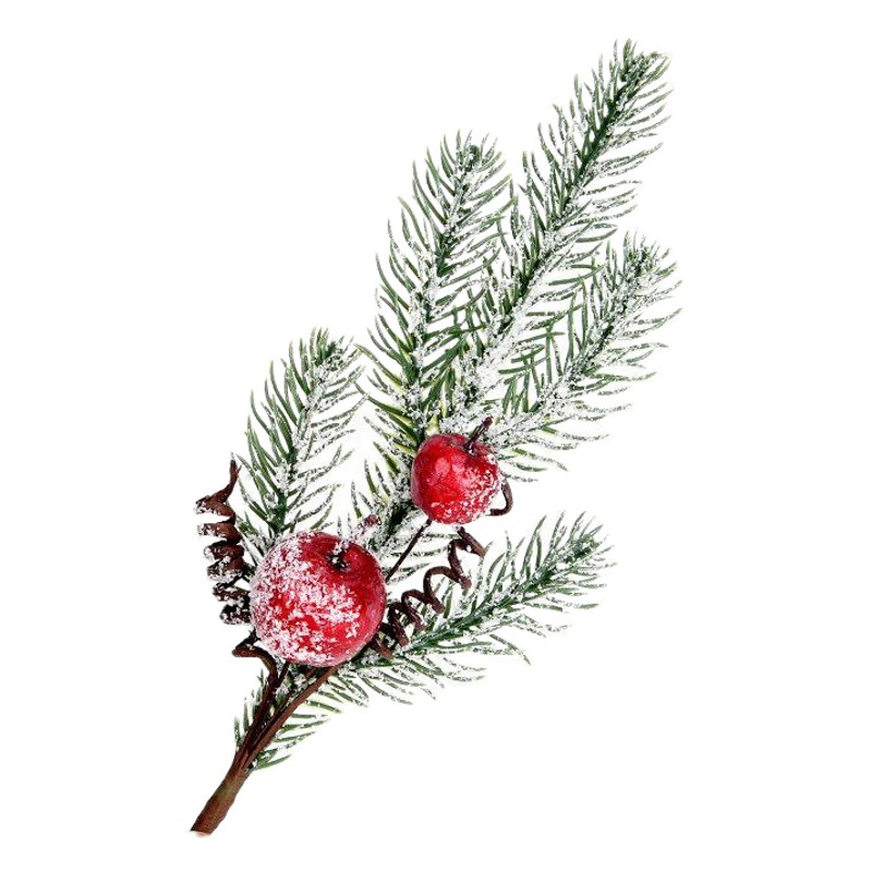 Navidad Rama de pino espuma artificial rojo fruta rama decoración pegajoso nieve blanco Berry plástico Navidad Rama