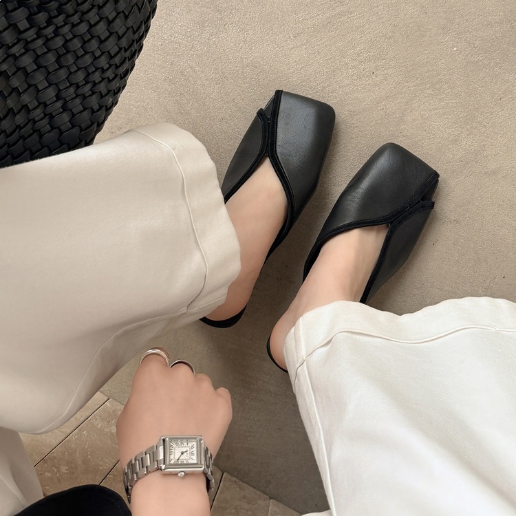 Dép sandal nữ da thật đầu vuông lộ ngón chân mùa hè — màu nâu, màu đen chi tiết 82