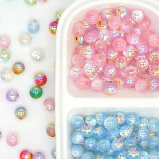 Highlight UV Electroplated Jelly Imitation Cat's Eye Resin Round Beads Beaded Beads Handmade Diy Handstring Mobile Phone Chain Accessories