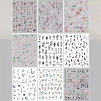 Нейл-Арт Новые наклейки китайский классический стиль Лотос древняя поэзия глубокие бамбуковые чернила DD867-875 независимая бумажная карта