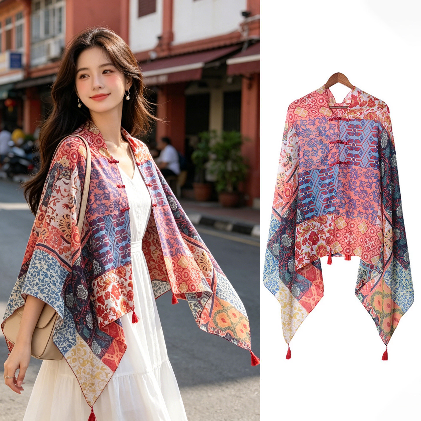 Babylon【Multiple ways to wear】Buckle shawl Length 180cm_Width 90cm