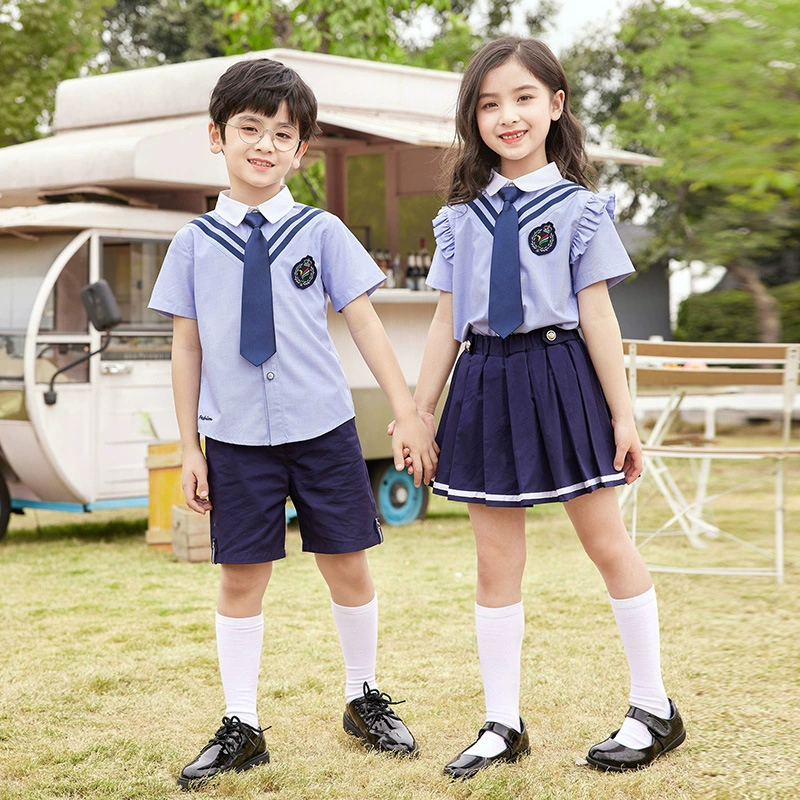 Summer children's uniform for students, set for kindergarten, British style