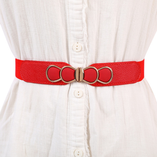 Factory Hot Selling Women's Decorative Button Tight Waist Seal Four Seasons Versatile Down Jacket Dress Elastic Belt Korean