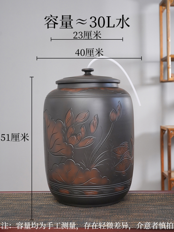 ✅ 雲南建水紫陶水タンク家庭用水貯蔵バケツ茶道水汲み浄水バケツ大型セラミックティーバケツ|undefined