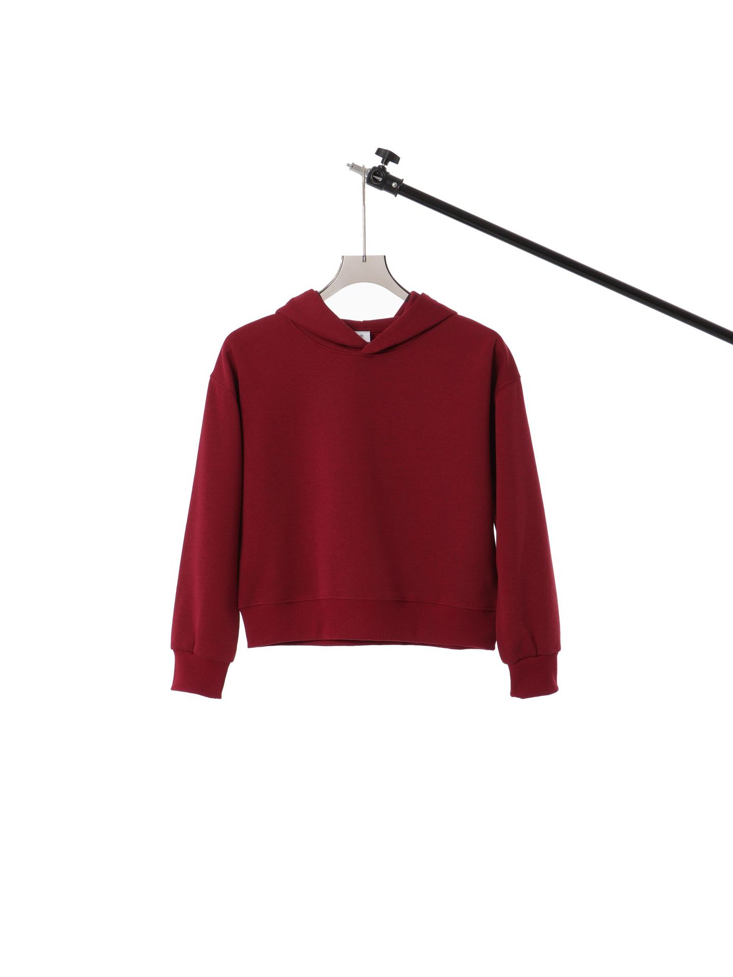 Marca de moda de color sólido con capuchón de plata, camiseta corta de hombro para mujeres otoño y invierno pesado 450g con camiseta con capuchón cálida y casual