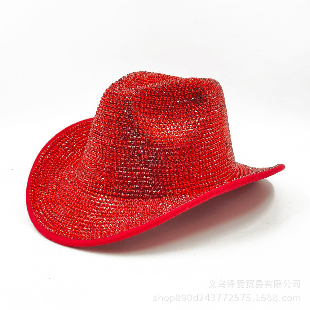 Sombreros de fiesta de diamantes hechos a mano sombreros de jazz de diamantes de color europeo y americano sombreros de vaquero sombreros 2024