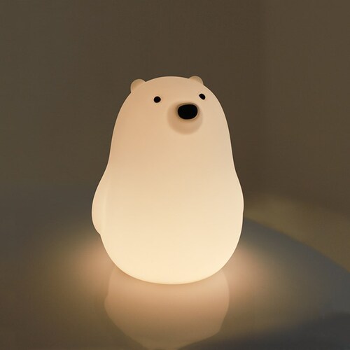 Little White Bear Silicone Lamp USB Charging Bedside Timing Sleeping Lamp Children's Cartoon Bedroom LED Pat Night Light