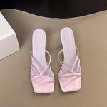 高跟鞋2025新款夏季性感豹纹细跟方头百搭凉拖外穿时尚增高拖鞋女