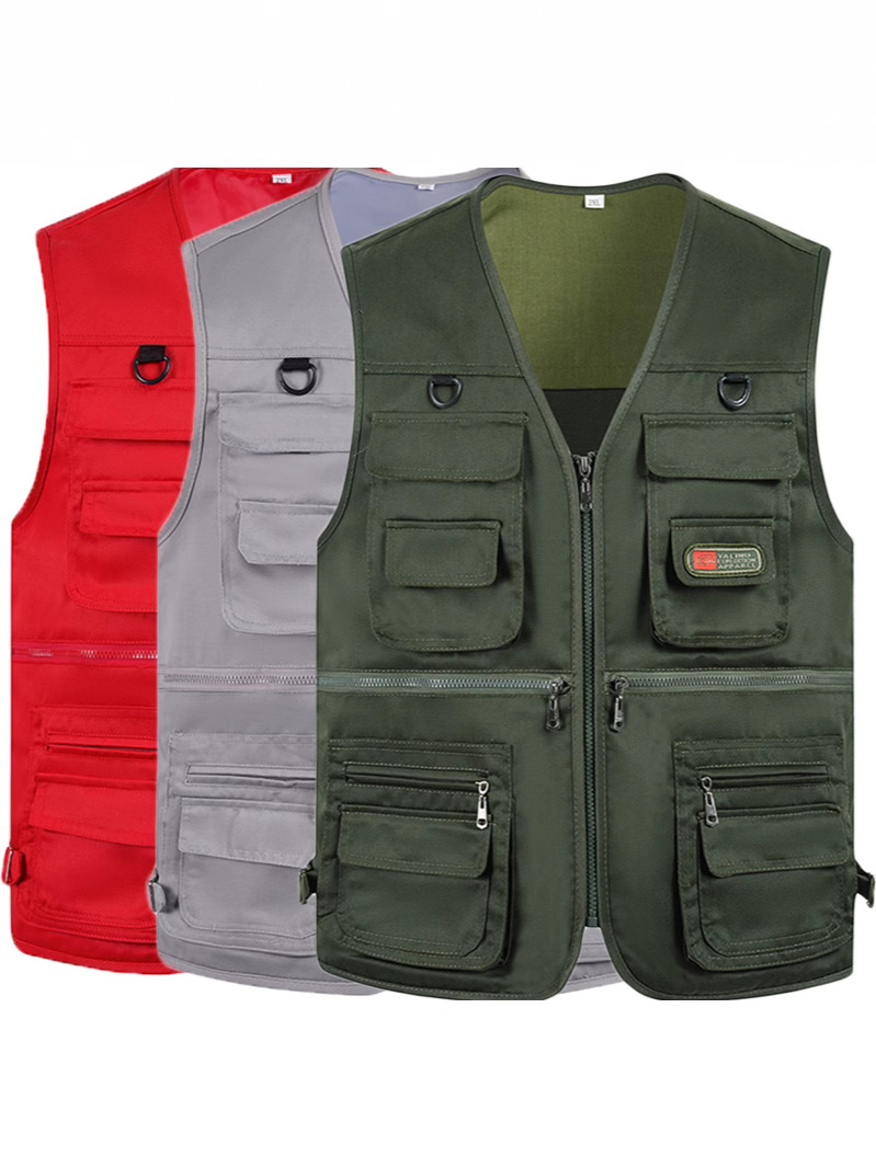 Hombre de bolsillo chaleco primavera y otoño de mediana edad V-collar caballo de tamaño grande abrazadera de fotografía al aire libre pesca primavera y otoño